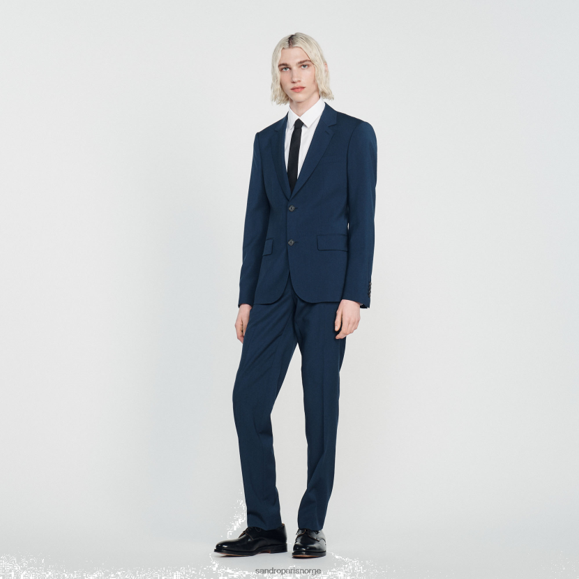 menn Sandro Paris blå jomfru dressjakke i ull klær 6FN4LH791