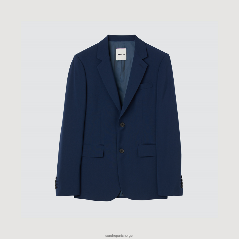menn Sandro Paris blå jomfru dressjakke i ull klær 6FN4LH791