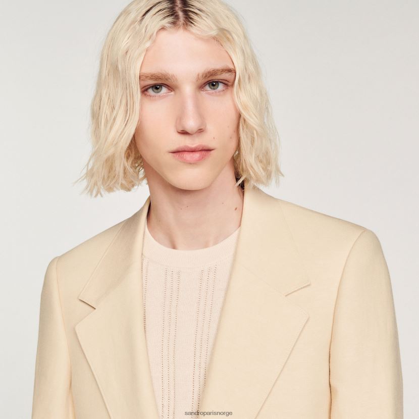 menn Sandro Paris ecru dressjakke i lin klær 6FN4LH723