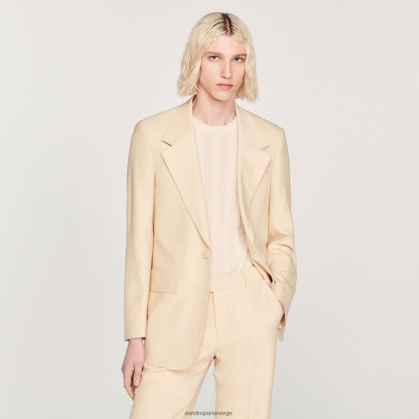 menn Sandro Paris ecru dressjakke i lin klær 6FN4LH723