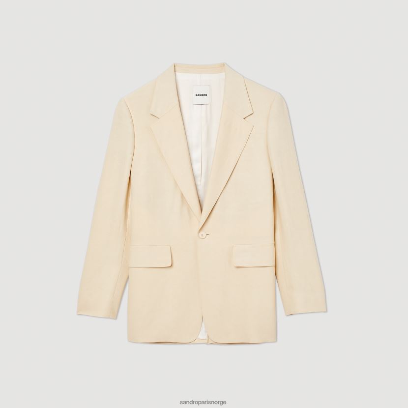menn Sandro Paris ecru dressjakke i lin klær 6FN4LH723