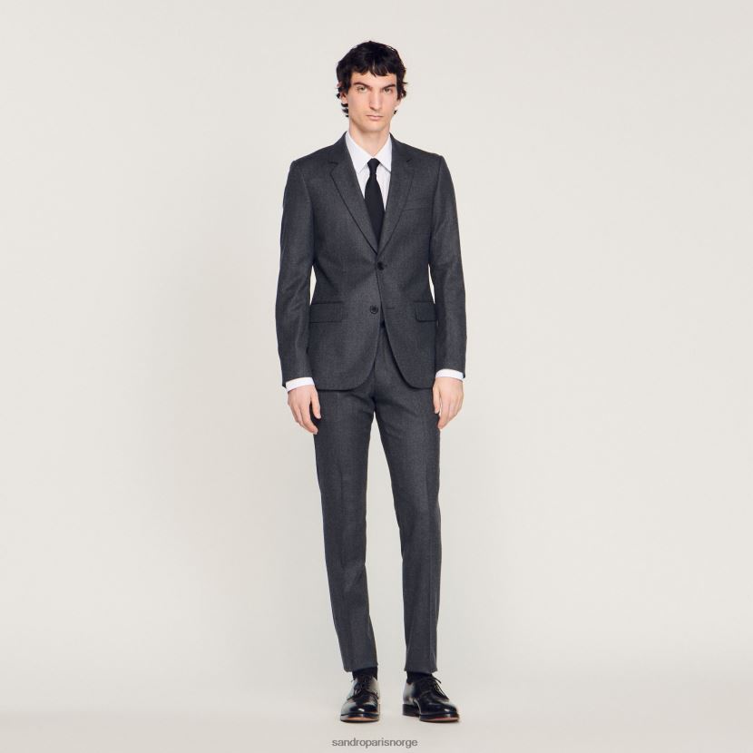 menn Sandro Paris koksgrå flanell dressjakke klær 6FN4LH655