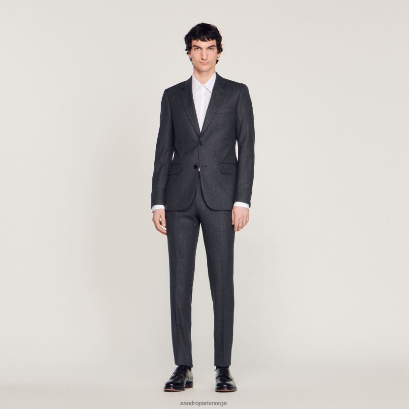 menn Sandro Paris koksgrå flanell dressjakke klær 6FN4LH655