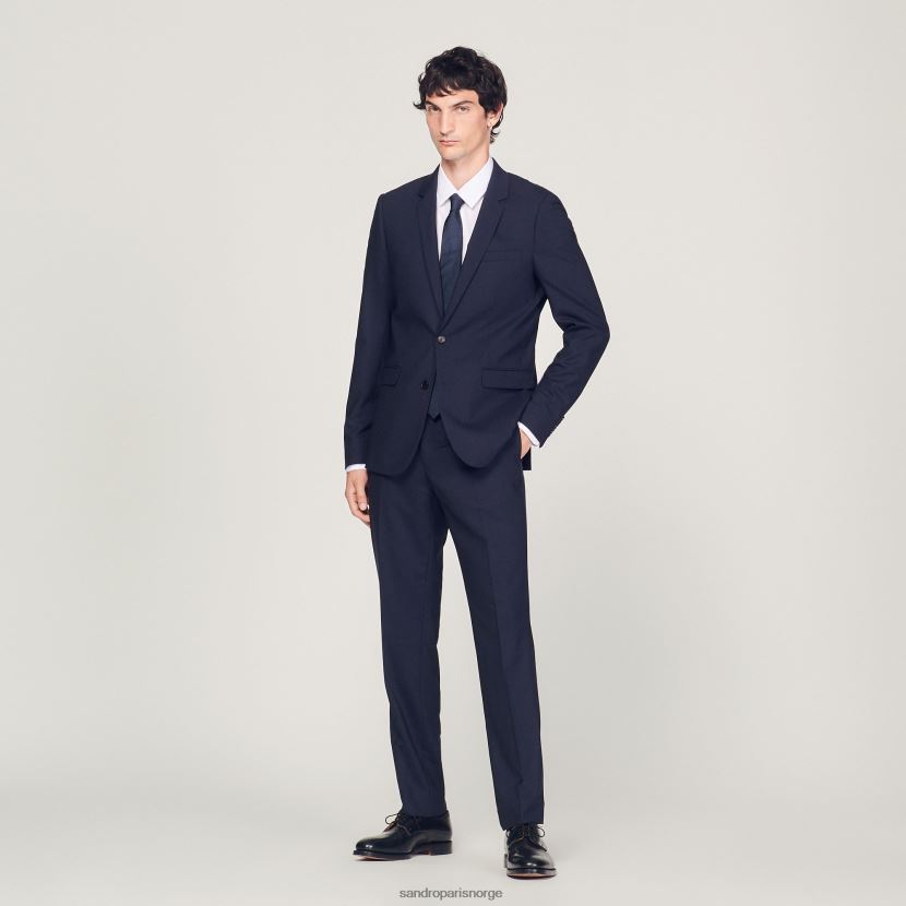 menn Sandro Paris marineblå klassisk dressjakke i ull klær 6FN4LH632