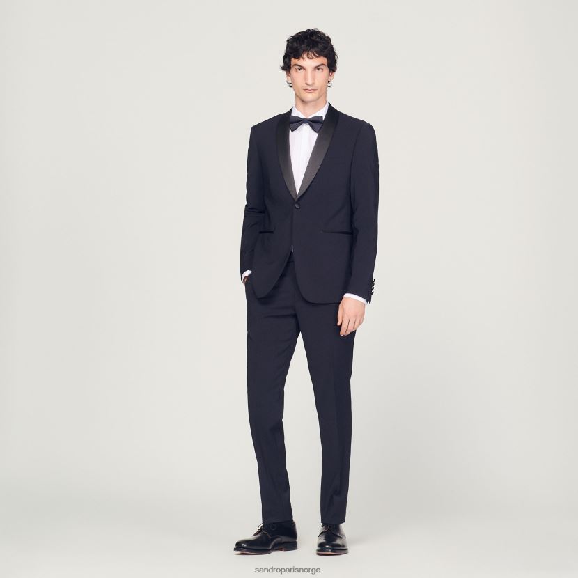 menn Sandro Paris marineblå smokingjakke med sateng klær 6FN4LH638