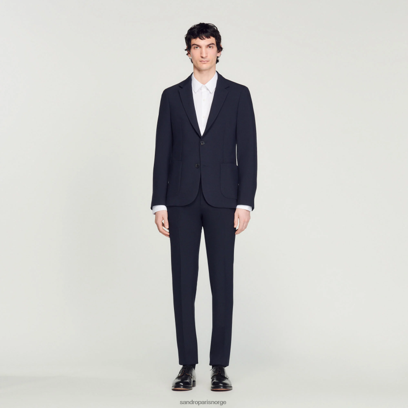 menn Sandro Paris marineblå ustrukturert dressjakke klær 6FN4LH610