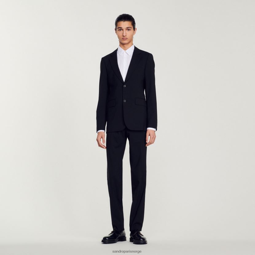 menn Sandro Paris svart jomfru dressjakke i ull klær 6FN4LH596