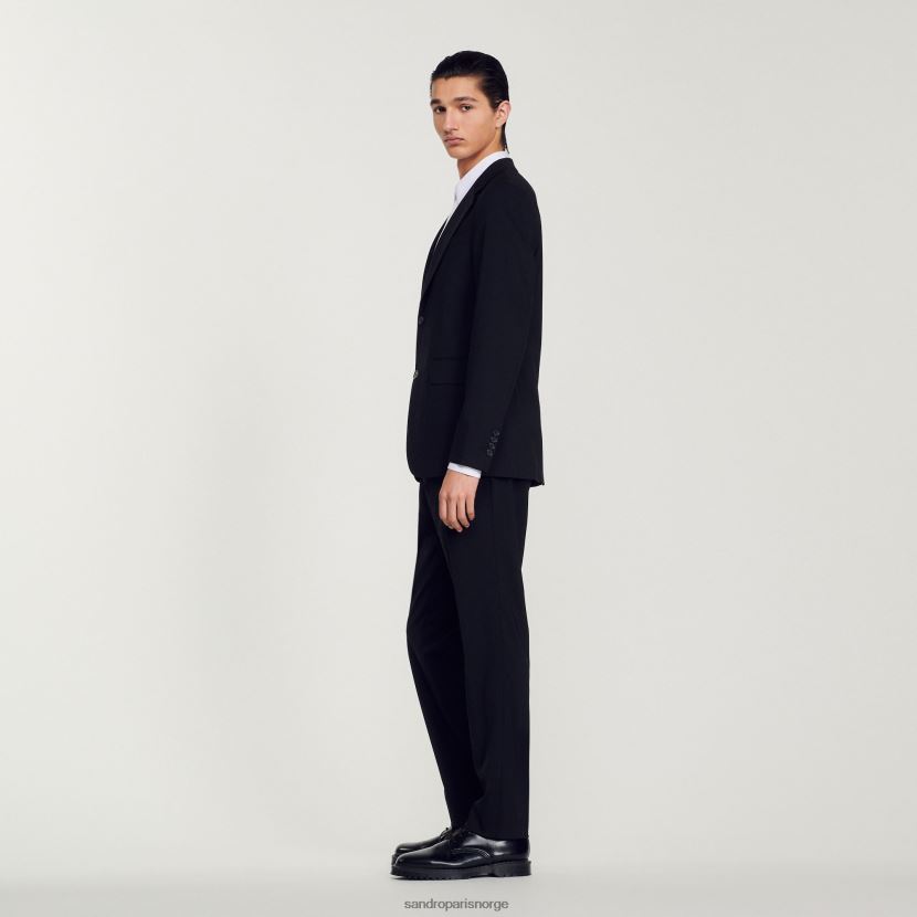 menn Sandro Paris svart jomfru dressjakke i ull klær 6FN4LH596