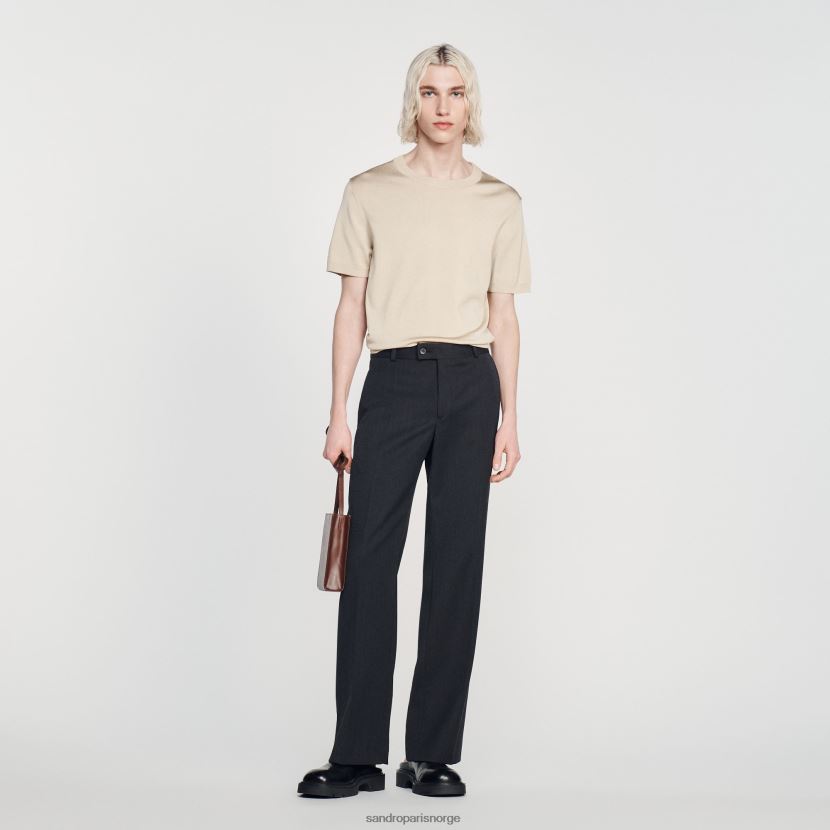 menn Sandro Paris beige strikket t-skjorte klær 6FN4LH718