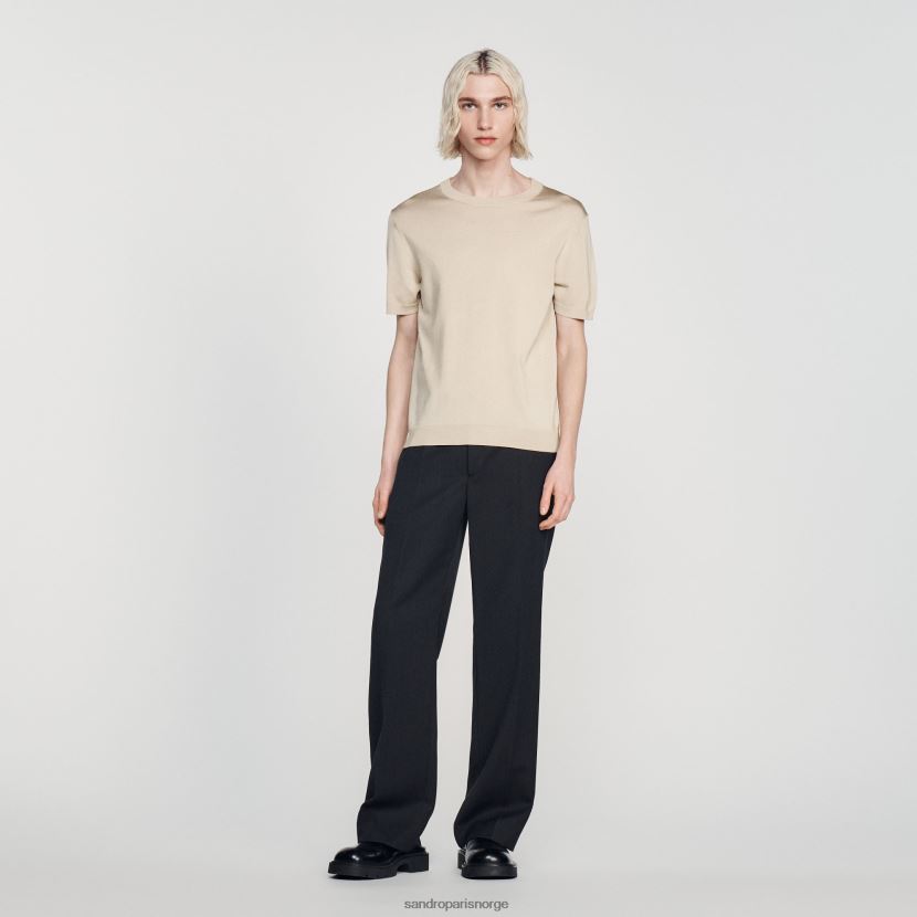 menn Sandro Paris beige strikket t-skjorte klær 6FN4LH718