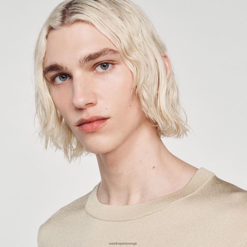 menn Sandro Paris beige strikket t-skjorte klær 6FN4LH718