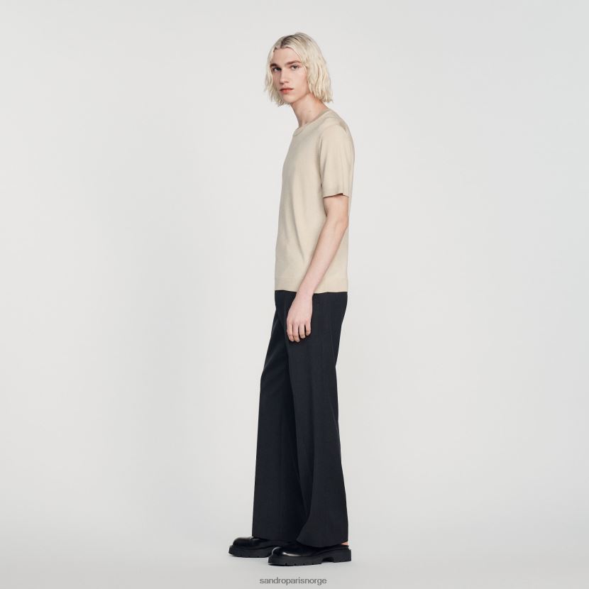 menn Sandro Paris beige strikket t-skjorte klær 6FN4LH718