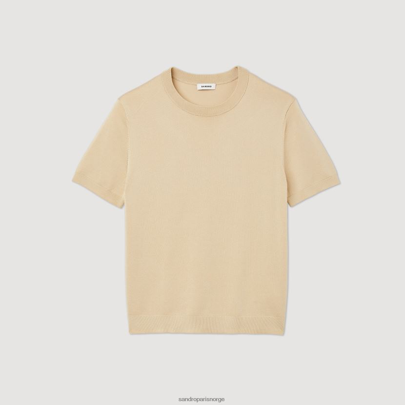 menn Sandro Paris beige strikket t-skjorte klær 6FN4LH718