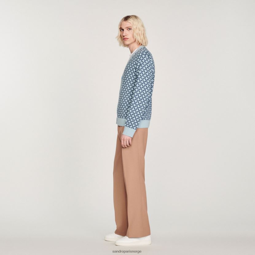 menn Sandro Paris blå firkantet kryss jacquard cardigan klær 6FN4LH735