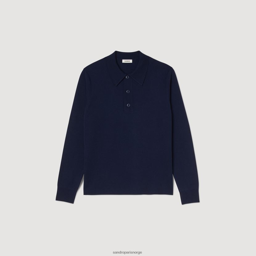 menn Sandro Paris blå genser med polokrage klær 6FN4LH654
