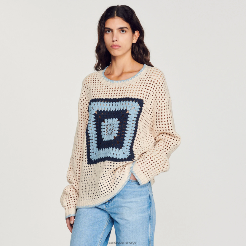 menn Sandro Paris blå hekle strikket genser klær 6FN4LH706