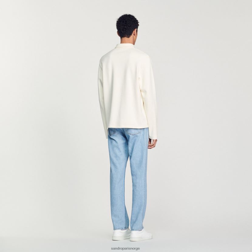 menn Sandro Paris ecru poloskjorte med glidelås klær 6FN4LH582
