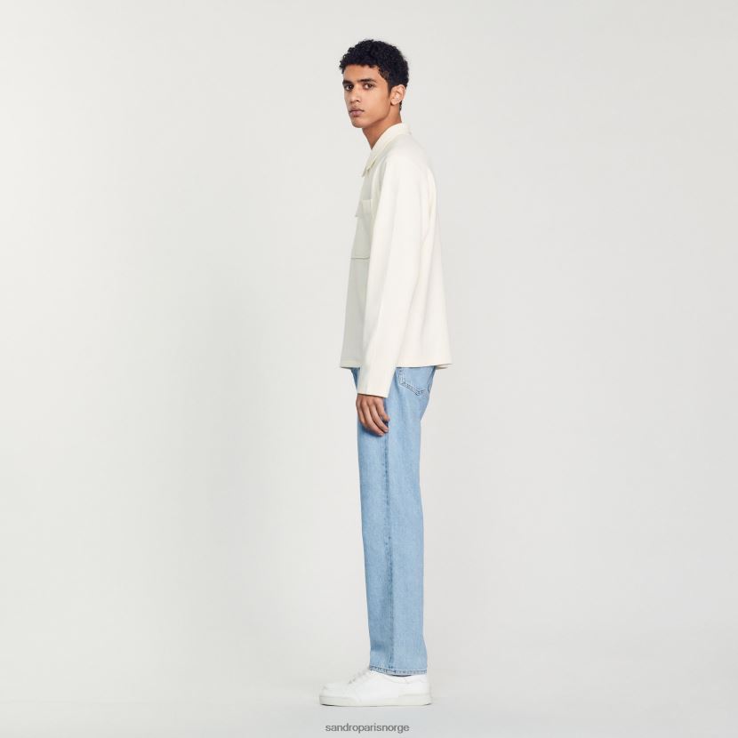 menn Sandro Paris ecru poloskjorte med glidelås klær 6FN4LH582