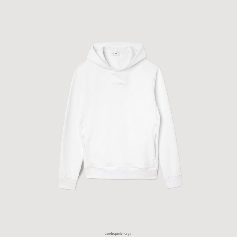 menn Sandro Paris hvit hettegenser med gummilogo klær 6FN4LH788