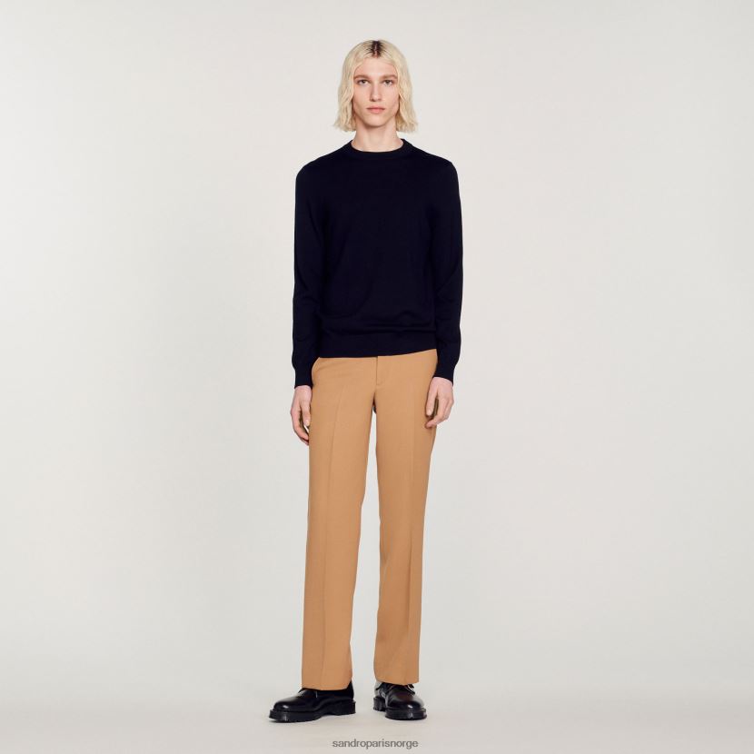 menn Sandro Paris marineblå finstrikket ullgenser klær 6FN4LH636