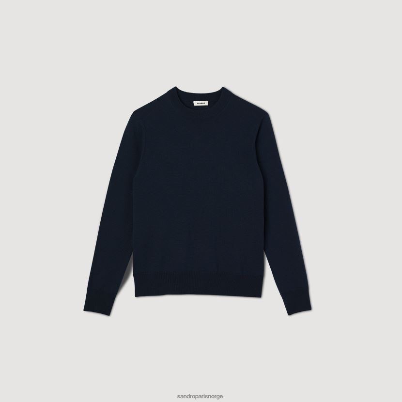 menn Sandro Paris marineblå finstrikket ullgenser klær 6FN4LH636