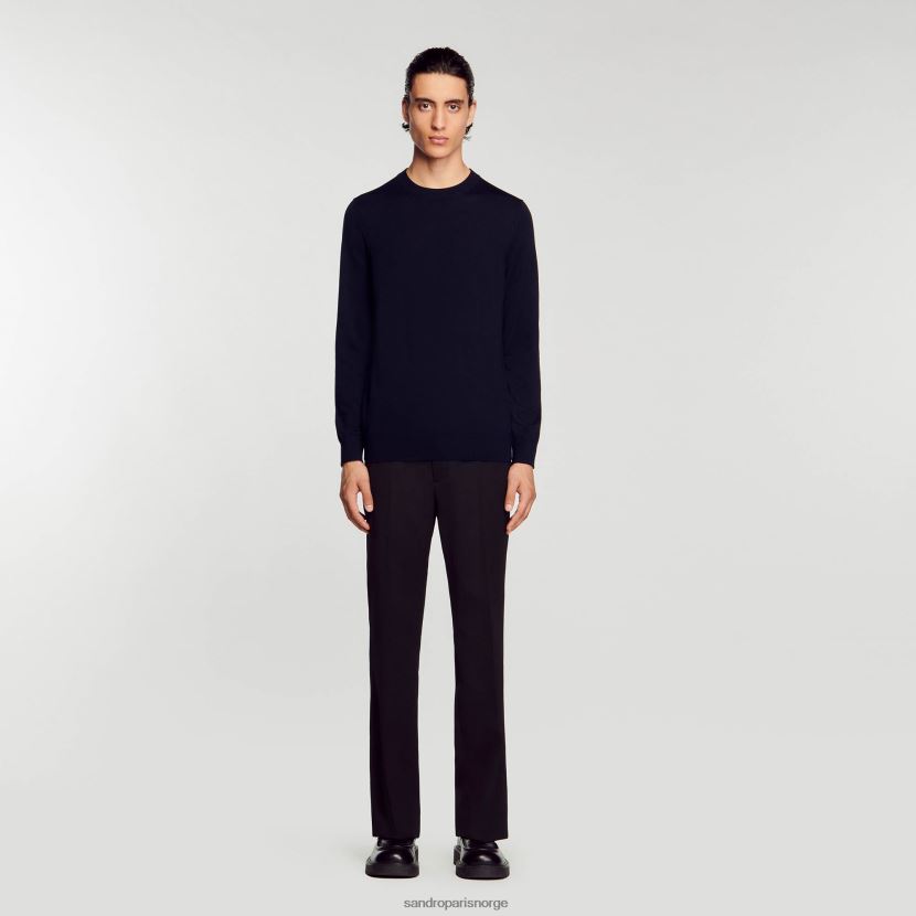 menn Sandro Paris marineblå strikket merino genser klær 6FN4LH670