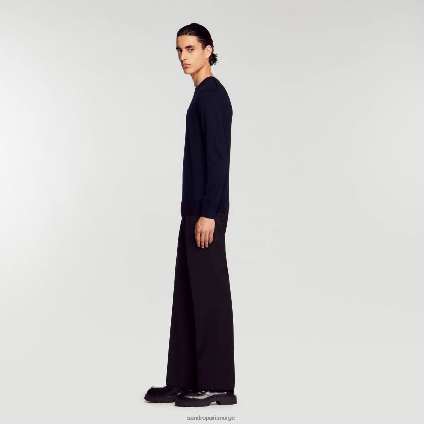 menn Sandro Paris marineblå strikket merino genser klær 6FN4LH670