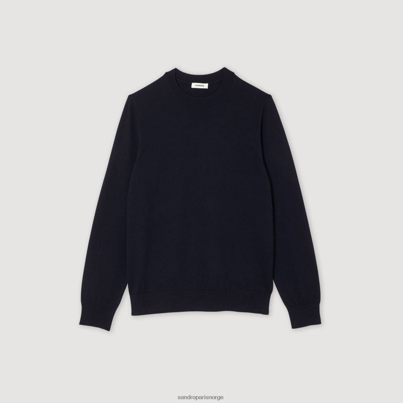 menn Sandro Paris marineblå strikket merino genser klær 6FN4LH670