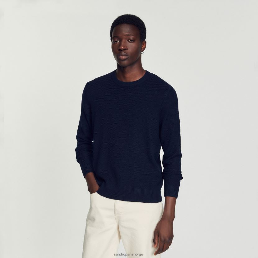 menn Sandro Paris marineblå ullgenser klær 6FN4LH687