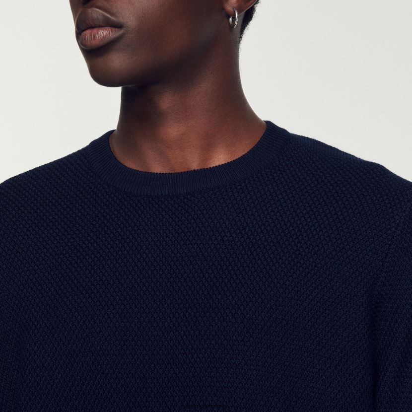 menn Sandro Paris marineblå ullgenser klær 6FN4LH687