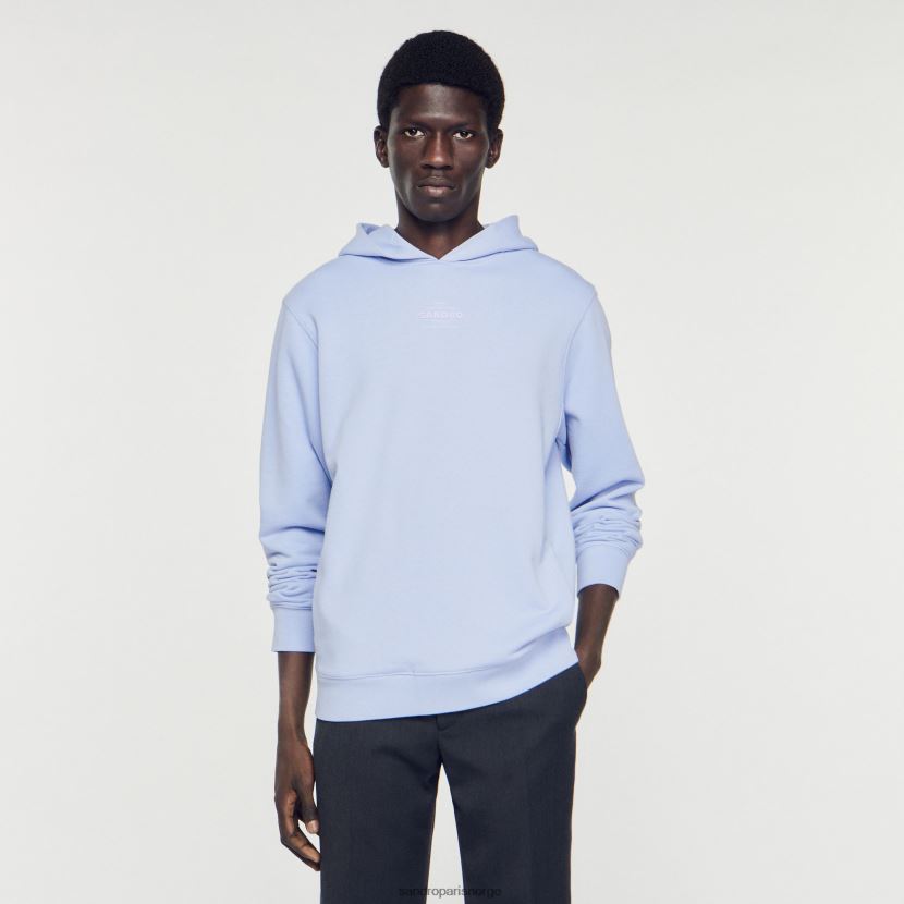 menn Sandro Paris én farge hettegenser med gummilogo klær 6FN4LH736