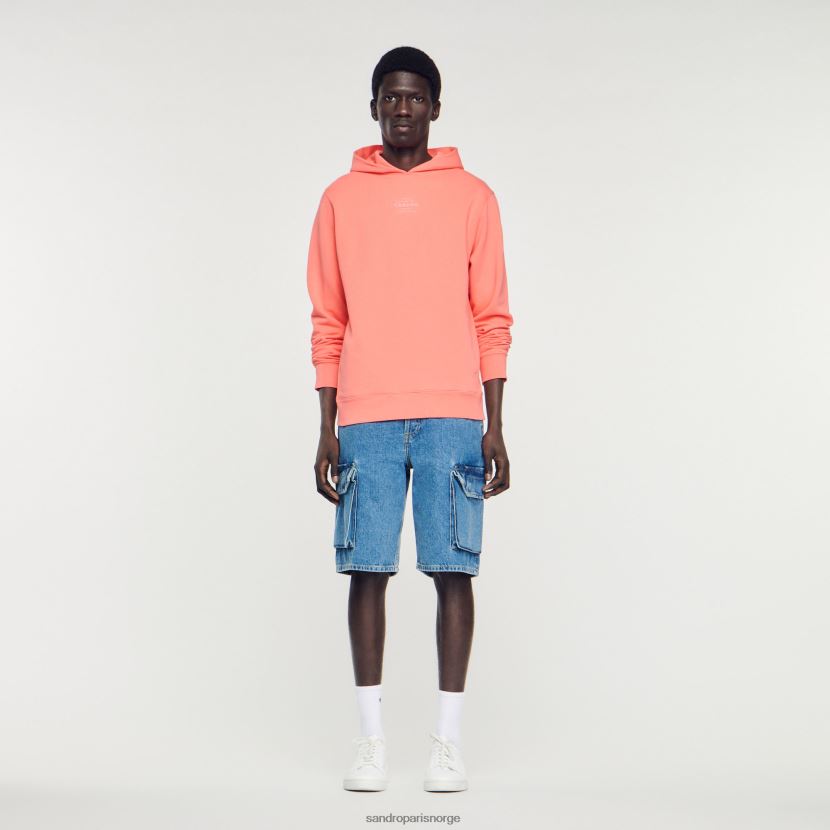 menn Sandro Paris én farge hettegenser med gummilogo klær 6FN4LH790