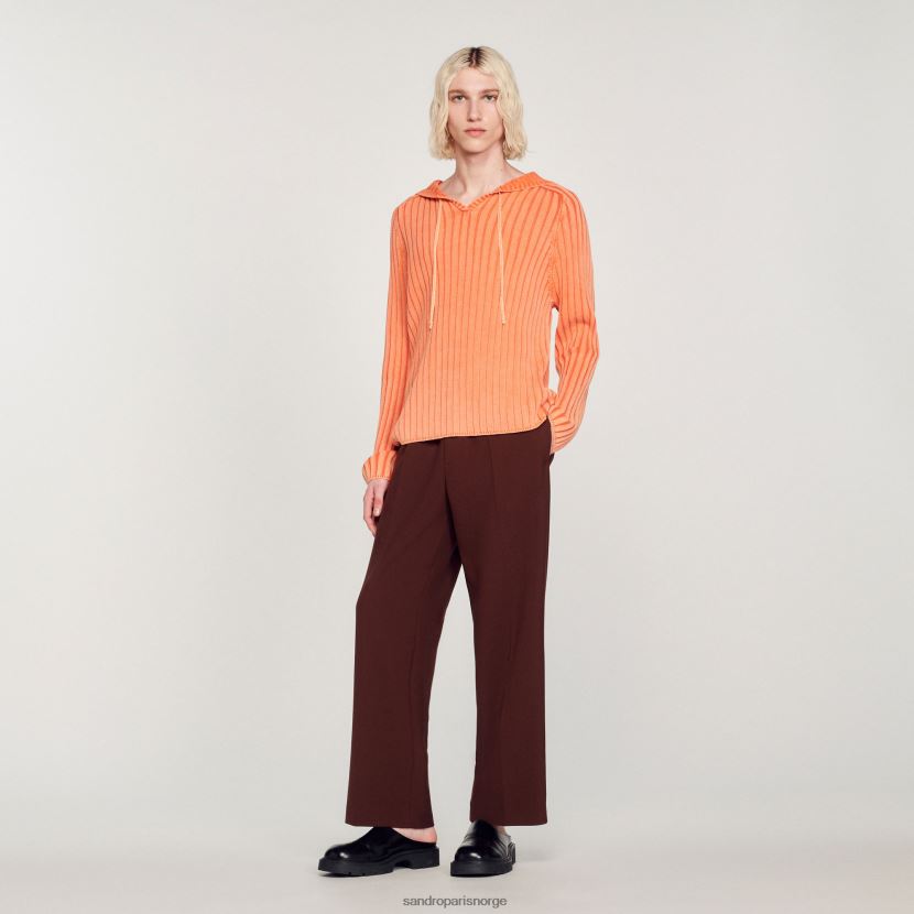 menn Sandro Paris oransje falmet strikket hettegenser klær 6FN4LH775