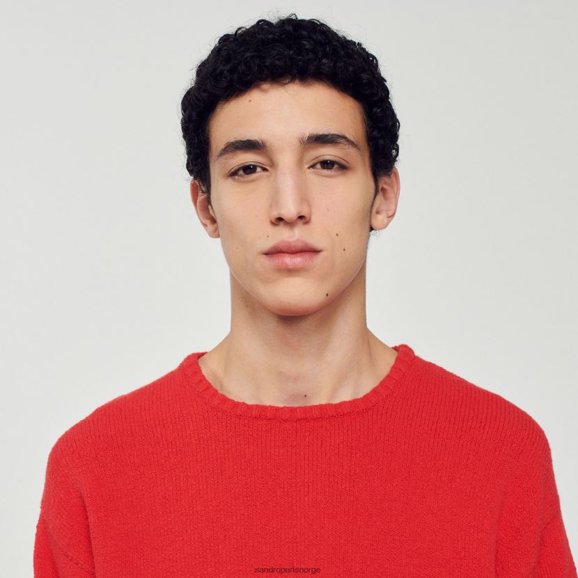menn Sandro Paris rød boucle strikket genser klær 6FN4LH813