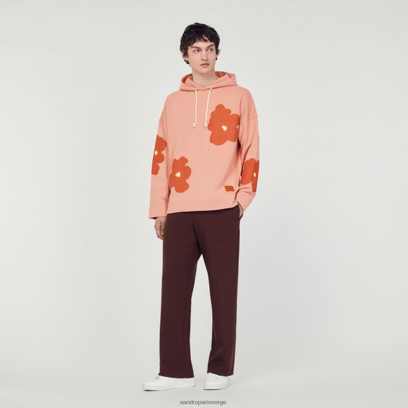 menn Sandro Paris rosa hettegenser med blomstermønster klær 6FN4LH709