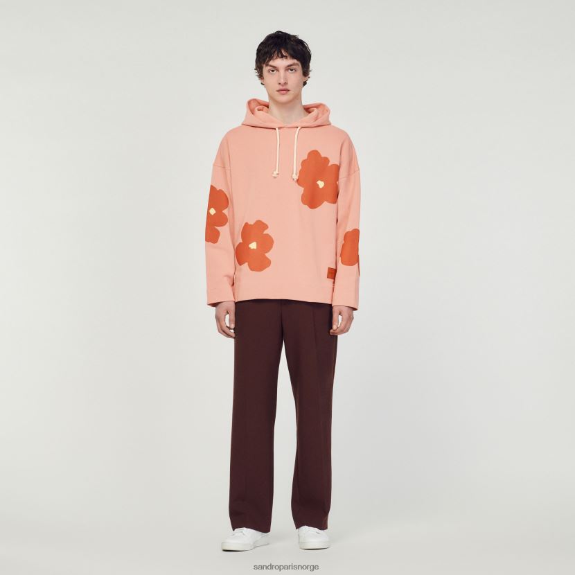 menn Sandro Paris rosa hettegenser med blomstermønster klær 6FN4LH709