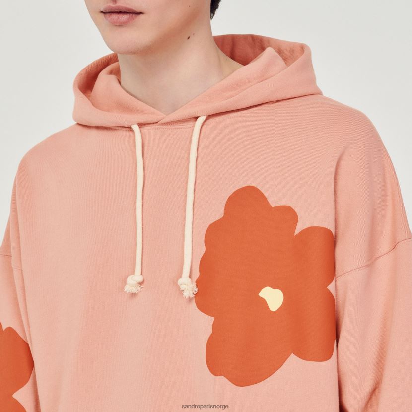 menn Sandro Paris rosa hettegenser med blomstermønster klær 6FN4LH709