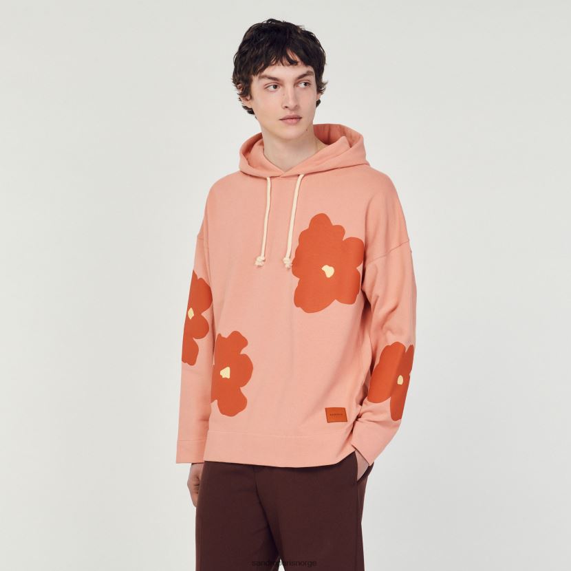 menn Sandro Paris rosa hettegenser med blomstermønster klær 6FN4LH709