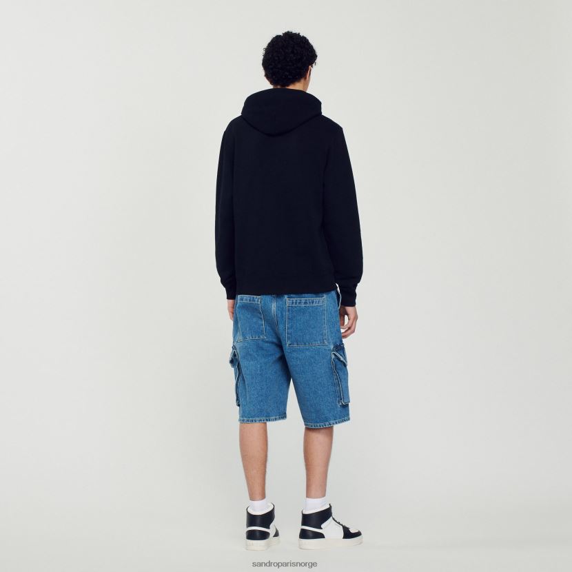 menn Sandro Paris svart hettegenser med kanintrykk klær 6FN4LH731