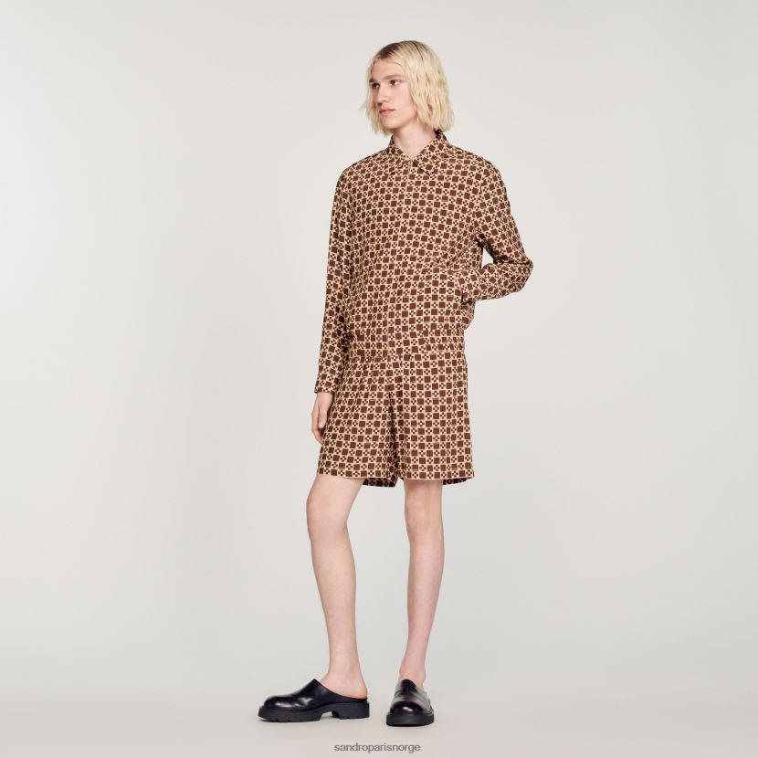 menn Sandro Paris brun kvadratisk kryssjakke med trykk klær 6FN4LH793