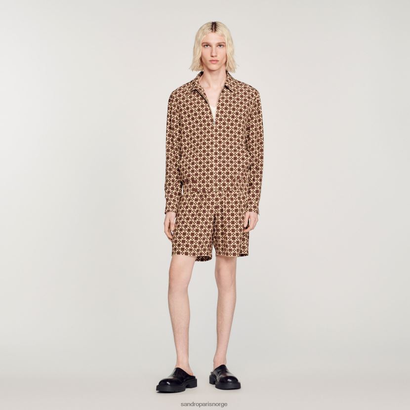 menn Sandro Paris brun kvadratisk kryssjakke med trykk klær 6FN4LH793