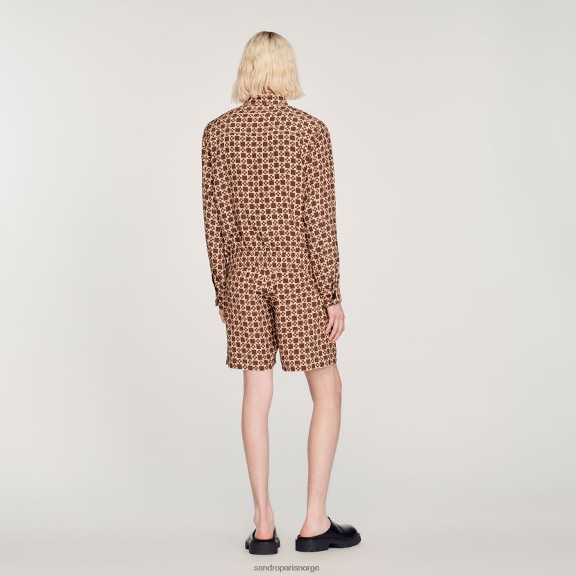 menn Sandro Paris brun kvadratisk kryssjakke med trykk klær 6FN4LH793