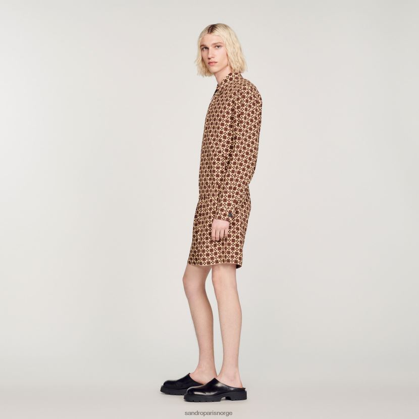 menn Sandro Paris brun kvadratisk kryssjakke med trykk klær 6FN4LH793