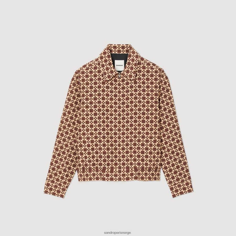 menn Sandro Paris brun kvadratisk kryssjakke med trykk klær 6FN4LH793