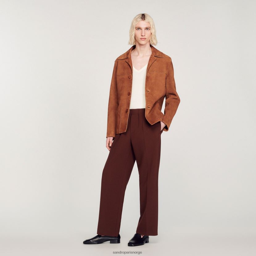 menn Sandro Paris brun semsket skinnjakke klær 6FN4LH749