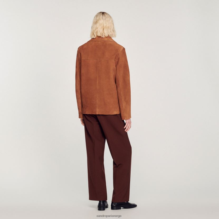 menn Sandro Paris brun semsket skinnjakke klær 6FN4LH749