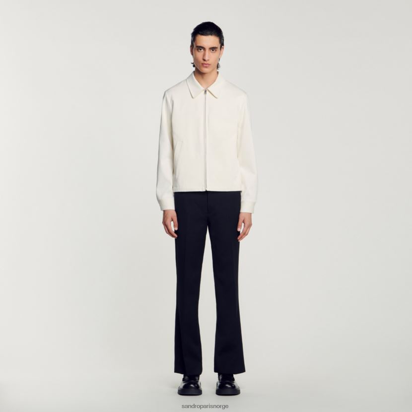 menn Sandro Paris ecru bomullsjakke klær 6FN4LH602