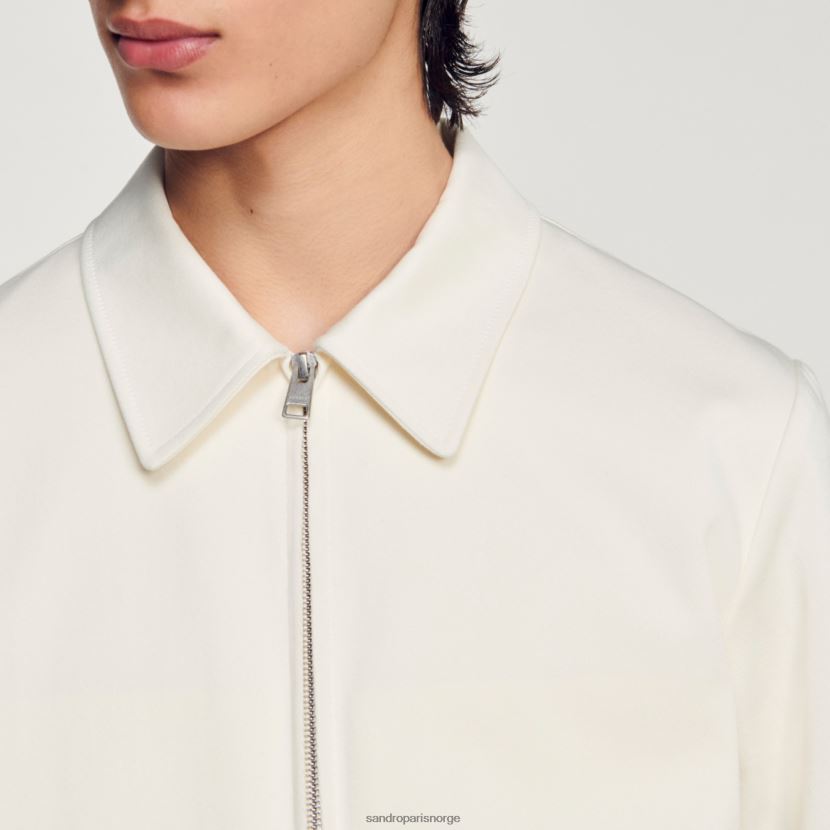 menn Sandro Paris ecru bomullsjakke klær 6FN4LH602