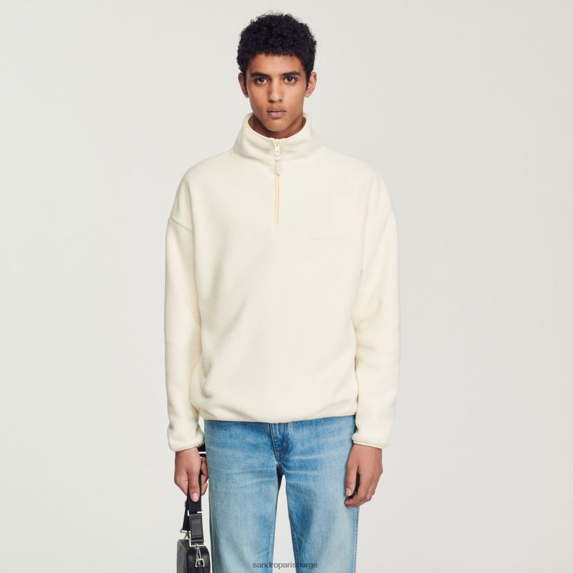 menn Sandro Paris ecru høyhalset fleece klær 6FN4LH623