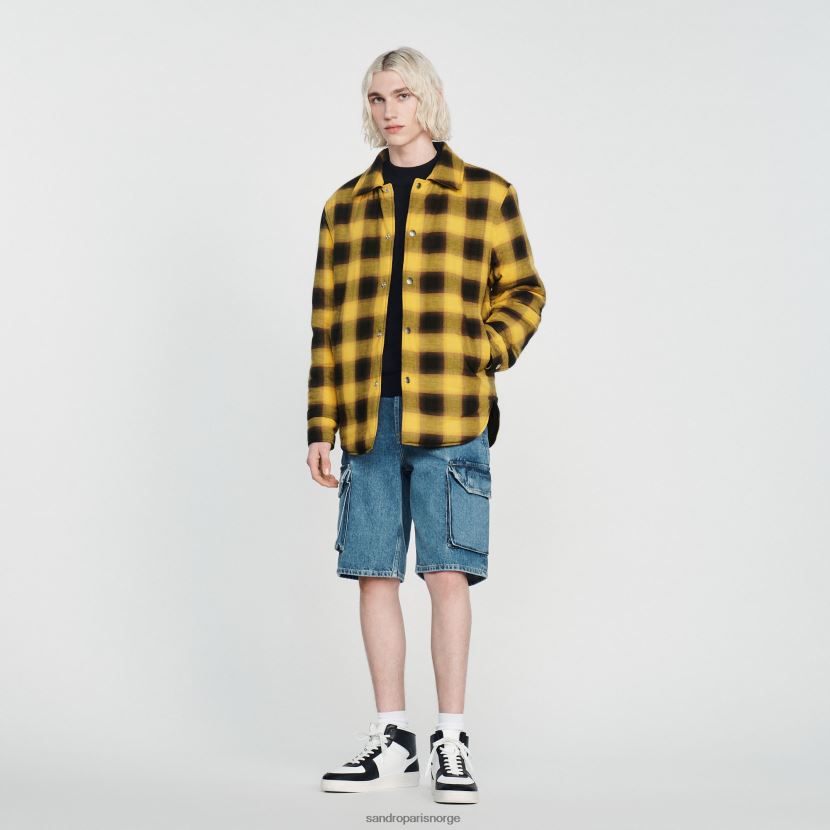 menn Sandro Paris gul vattert rutete jakke klær 6FN4LH828